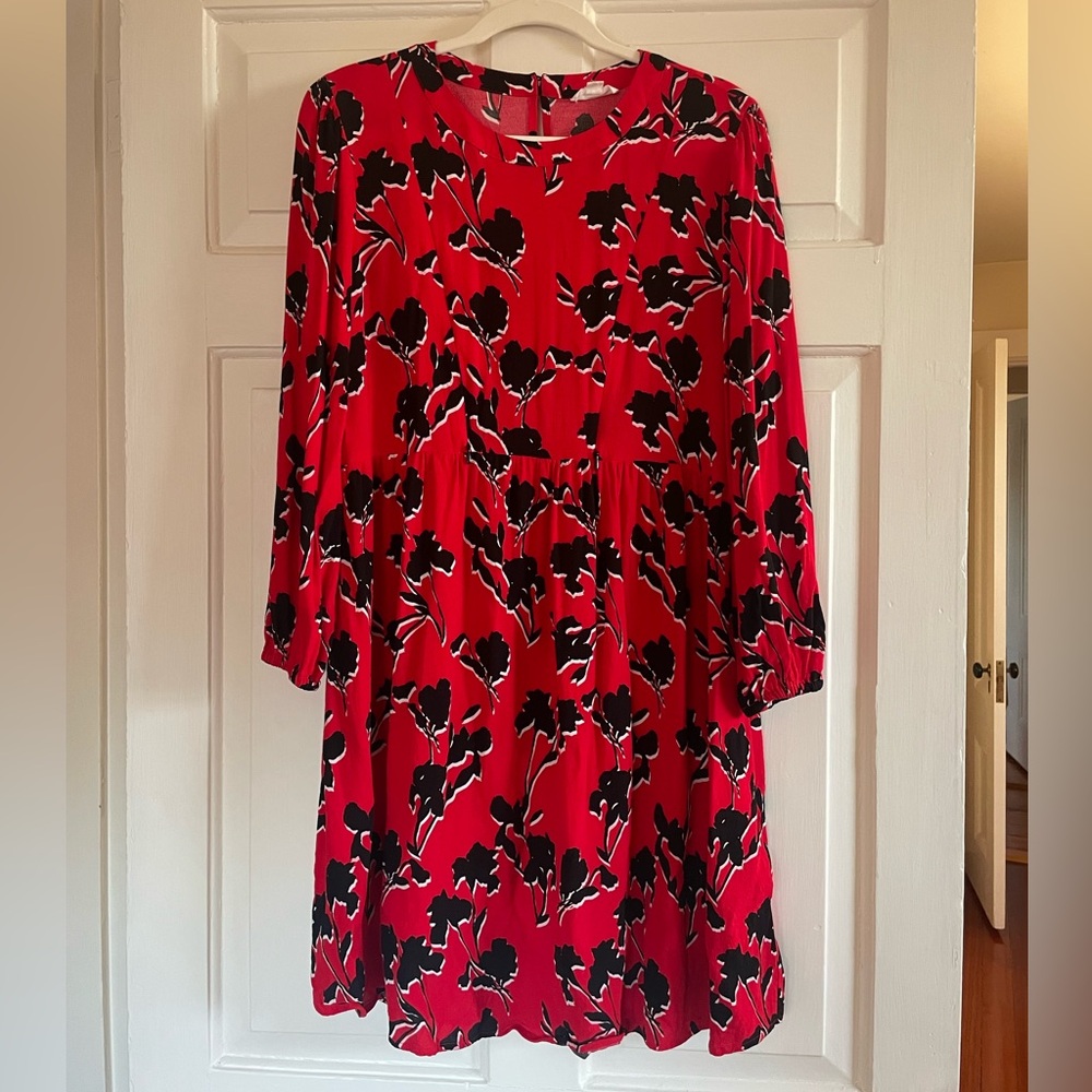 Seraphine Red Floral Tiered Maternity & Nursing Dress